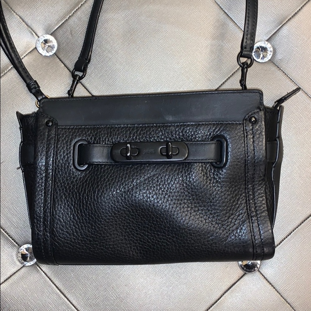 Coach Matte Black Swagger Bag